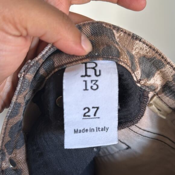 R13 High Rise Skinny Brown Leopard Pants Jeans - Picture 4 of 6